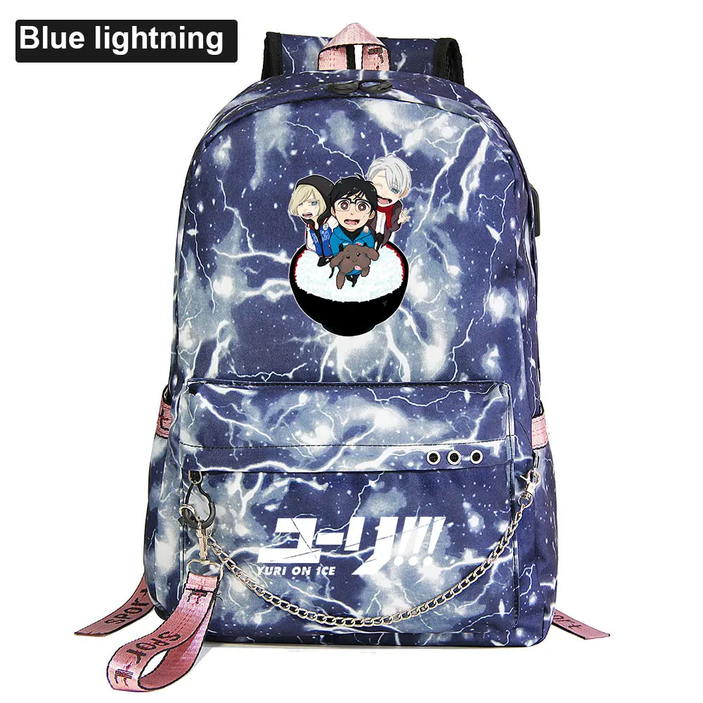 Naujas Anime Mielas Jurijus Ant Ledo Spaudinių Berniukams, Mergaitėms, Vaikams, Mokyklos maišą Moterų USB Grandinės Kuprinė Drobė Vyrų Bagpack Packsack Bookbag