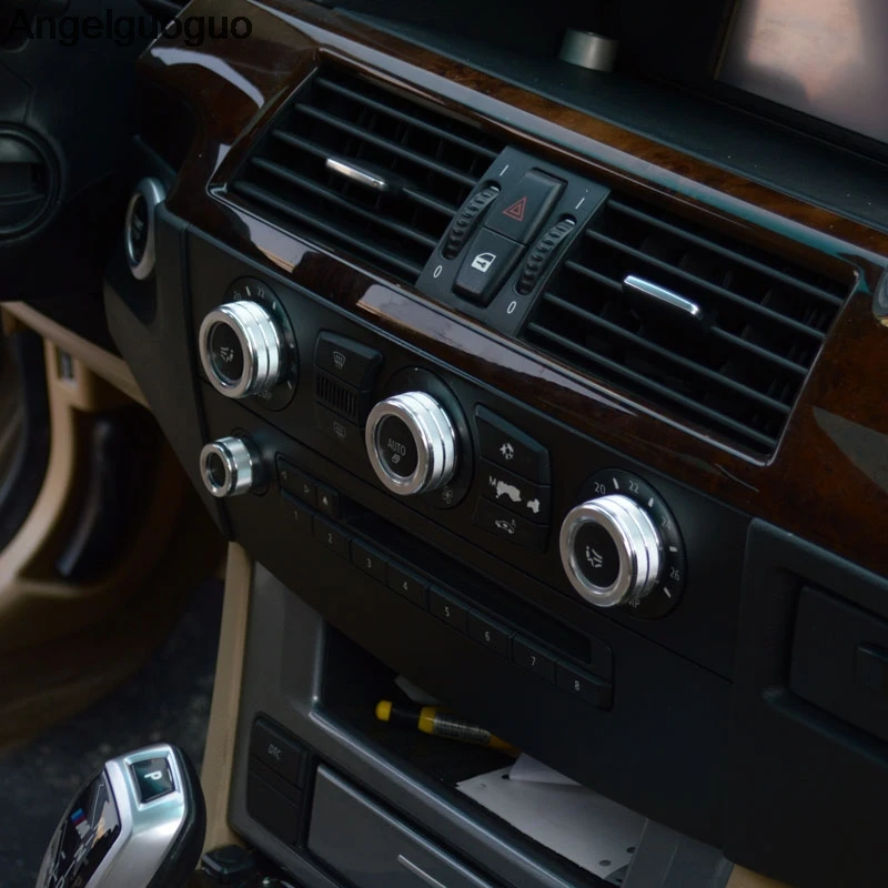 Angelguoguo 2008-2010 m. BMW E60 konsolė oro kondicionavimo sistema garso valdymo mygtukas mygtukas CD skydelio dangtelį rėmo lipdukas