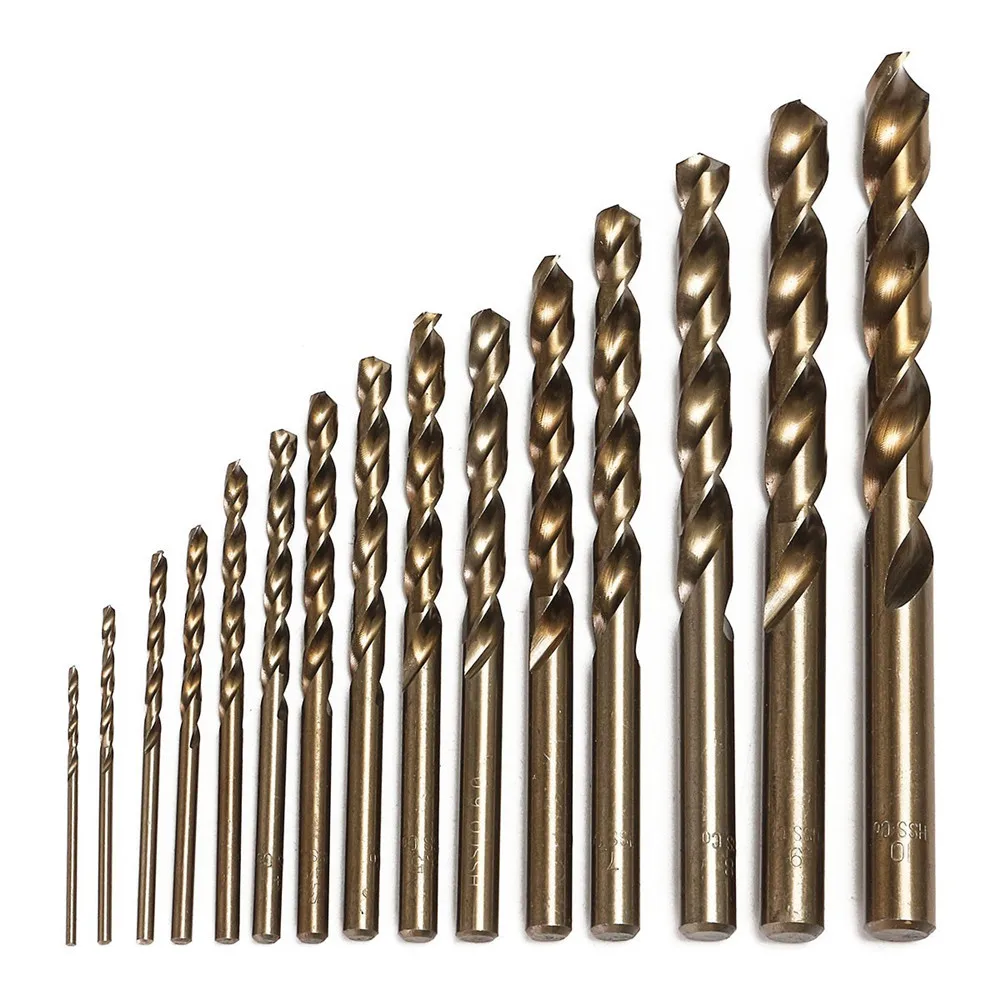 15 Vnt Aukso 1.5-10mm greitapjovio Plieno M35 Kobalto Twist Drill Bit Metalo Plėstuvas Įrankiai