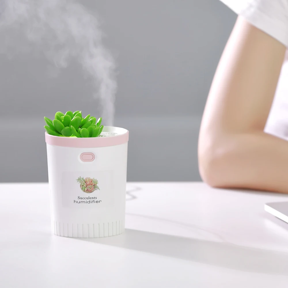 USB Succulents Oro Drėkintuvas Su Nakties Šviesos Laikas Aromaterapinis Difuzorius Rūkas Maker Fogger Mini Aromatas Purkštukai, 350ml Namų