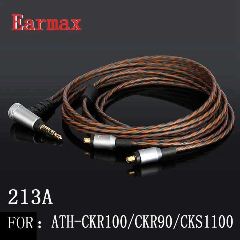 Earmax 213A A2DC OCC Sidabro Danga Ausinių Kabelis, 3.5 mm Lizdas HIFI Audio Kabelis Atnaujintas Vielos ATH-CKR100is/CKR90/CKS1100is