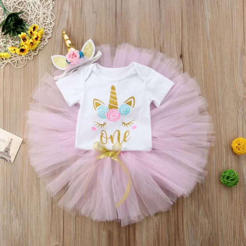 Vasaros Baby Girl Dress 1 Pirmo Gimtadienio Tortas Sutriuškinti Komplektus Drabužių 3pcs Rinkiniai Romper Tutu Sijonas Lankelis Tinka Kūdikių