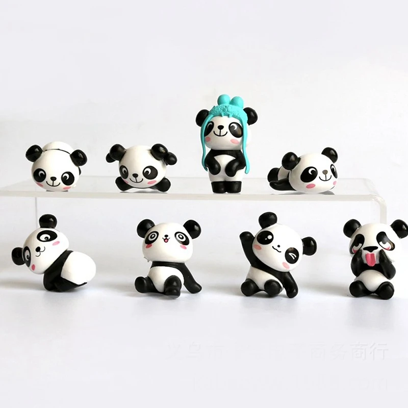 12 VNT Mielas Panda Žaislinės Figūrėlės Žaislas Pyragas Apdaila Tinka Pyragas Apdaila ar Keksiukų Dekoravimo Gimtadienio Pyragas Apdaila