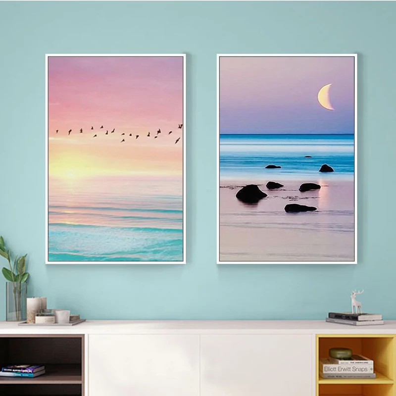 3pcs gražus sunrise sunset marina plakatą, drobė, tapyba, plakatas spausdinimo sienos meno nuotrauką kambarį namo apdaila