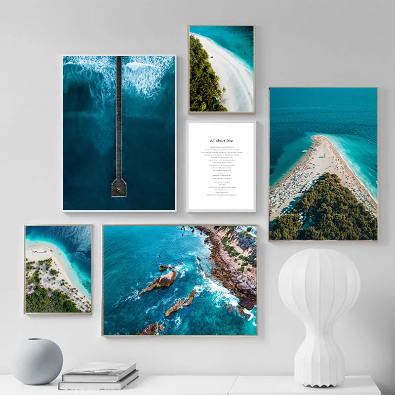 Paplūdimio Vaizdu Blue Ocean Kambarį Miegamojo Įėjimo Apdailos Dažymo Šiuolaikinės Vaizdą Sienos Meno Drobė Motyvacinį Plakatą