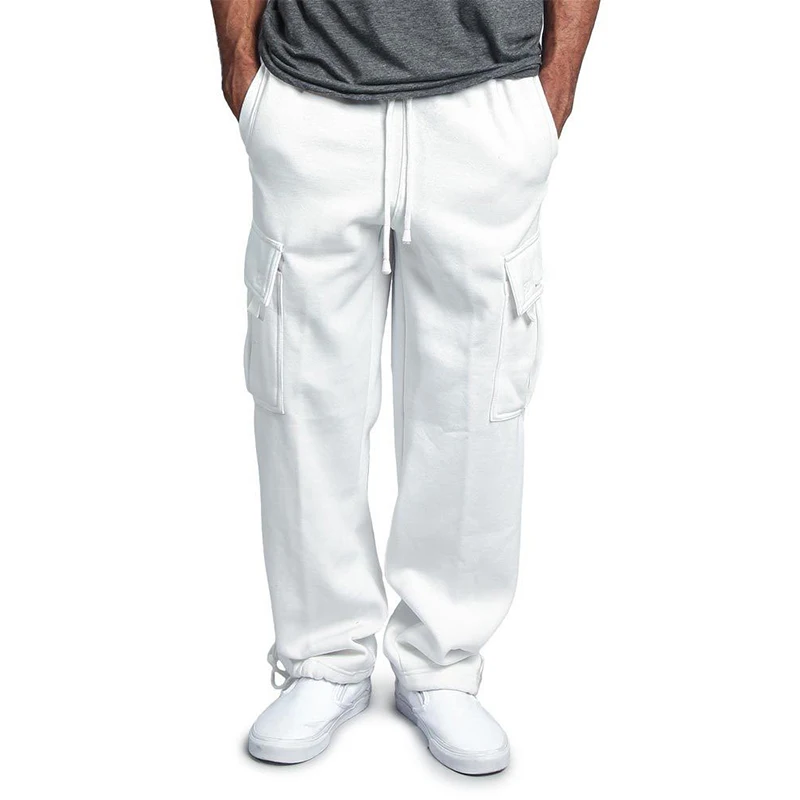 Šiltos Žieminės Kelnės Vyrams Mados Storio Pilka Krovinių Kelnės Fleece Multi Kišenės Sweatpants Vyrų Priežastinis Tactical Kelnes Homme Streetwear
