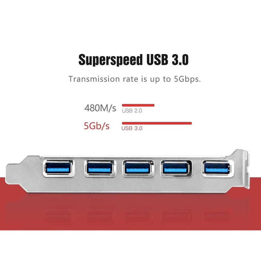 Stabili PCI-E 7 Prievadai USB 3.0 Išplėtimo Kortelės Adapterį 5 Išorinio Prievado 2 Vidaus Pratęsimo
