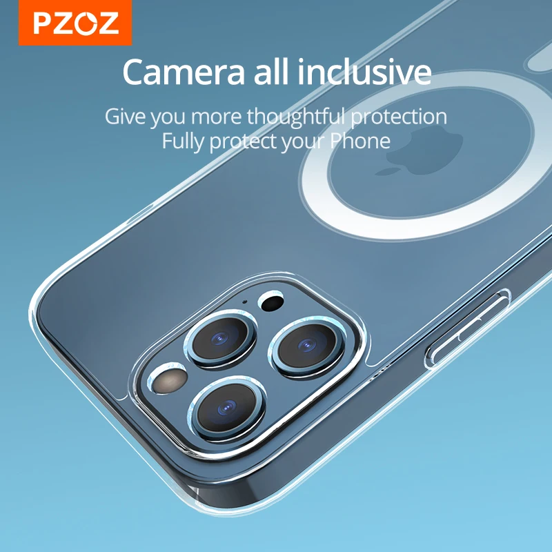 PZOZ Skaidrus Magnectic atveju iphone 12 Pro Max 12 Mini Prabanga Galinį Dangtelį, Visišką Apsaugą atveju