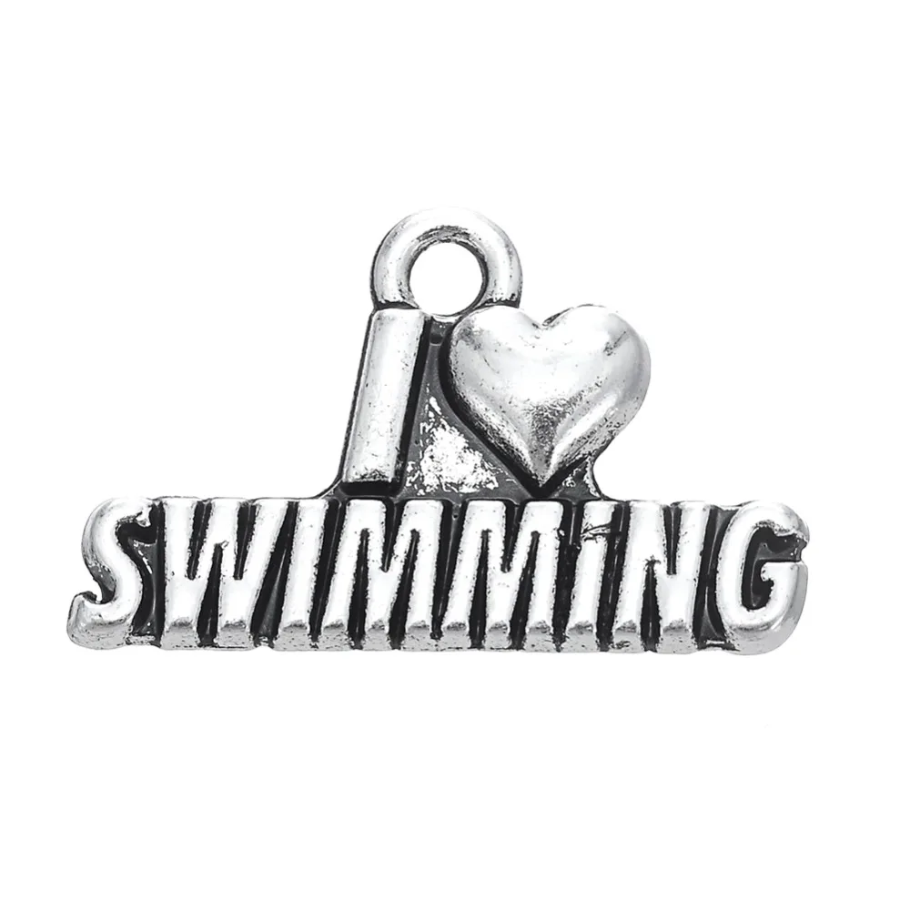 Fishhook 20pcs plaukimo sporto antikvariniai sidabro Spalvos ar rodis užpildyti Plaukti pakabukai