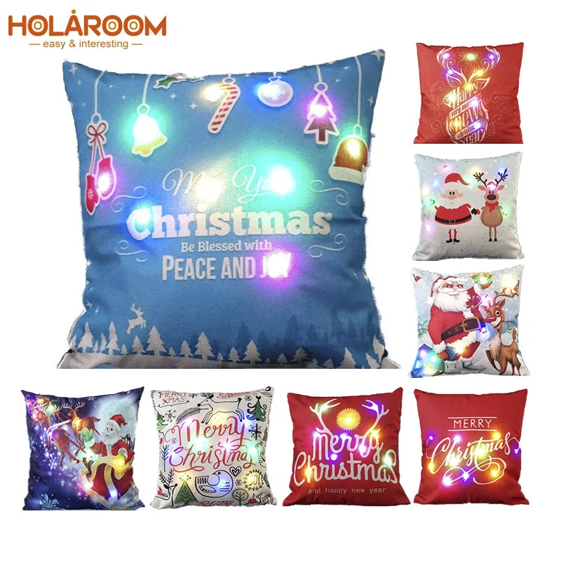 Šviesos Kalėdos Pagalvėlė Padengti LED Šviesos Mesti Pagalvės Dangtelis Sofa juosmens pagalvę Automobilių Kalėdos Apdailos Elnių Kalėdų senelio pagalvių Užvalkalai
