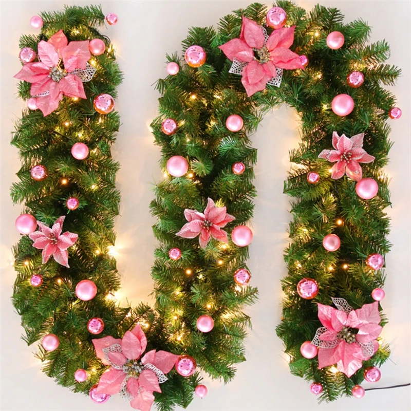 Madingas Kalėdų Rotango vainikas 2.7 M LED Šviesos Gėlių Šviesos Ruože gėlių ornamentu juostoje, atostogų apdaila