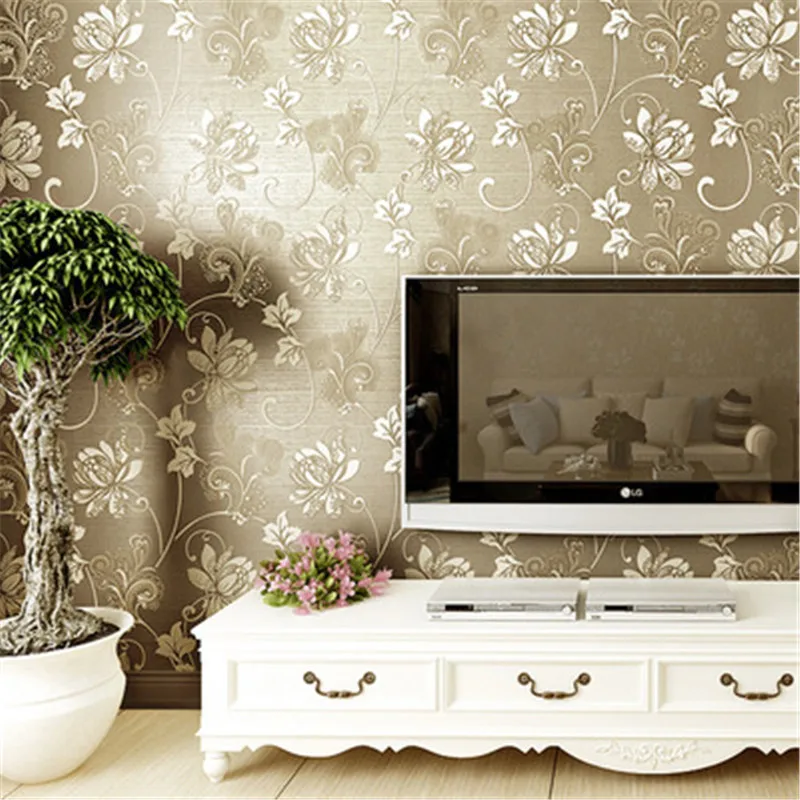 Europos Stiliaus neaustinių Tapetai, Gėlių, Romantiškos Gyvenimo Kambario, Miegamasis Hotel Iškilumo 3D Sienos Popieriaus Ritinį Namų Dekoro