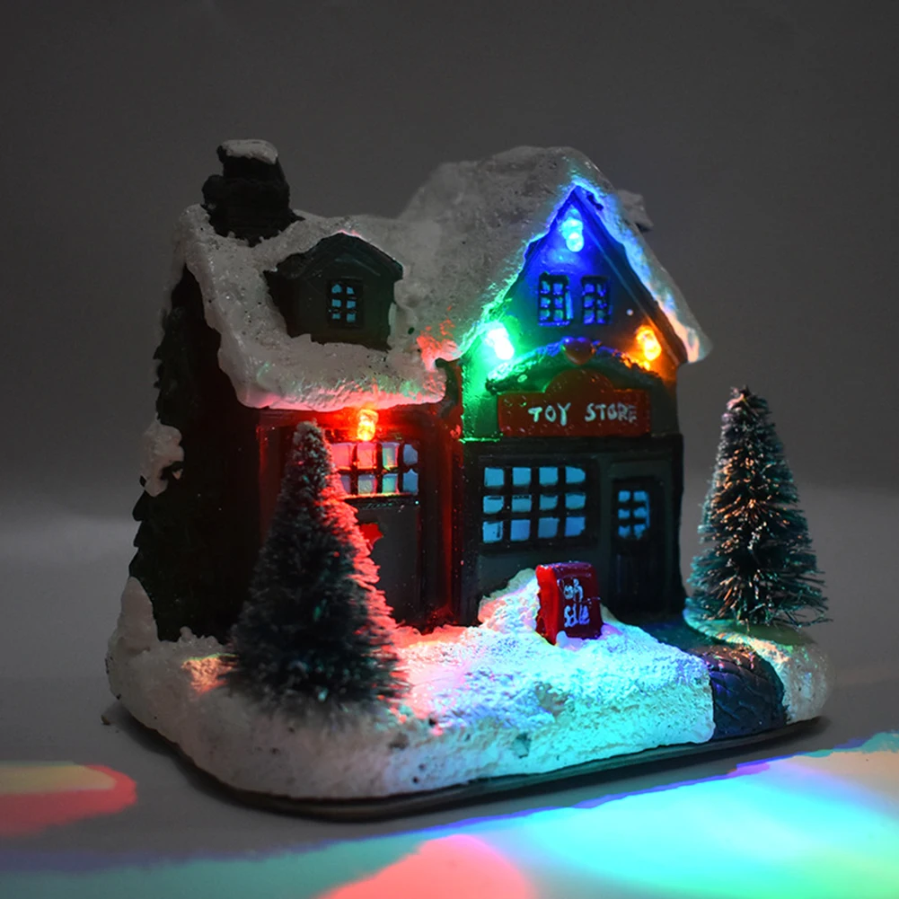 Kalėdų Kaimas Namai Mieste Šiltai Balta Led Lemputė Su Baterijomis Kalėdų Ornamentu Atostogų Dovanos Šviečia Salono