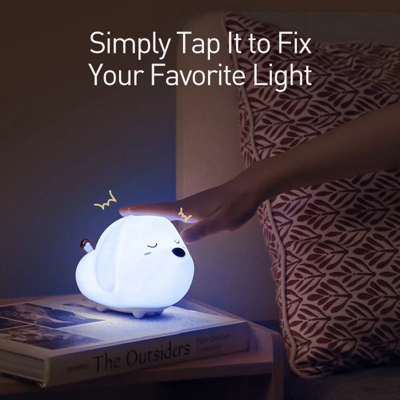 Baseus Mielas LED Nakties Šviesos Minkšto Silikono Touch 