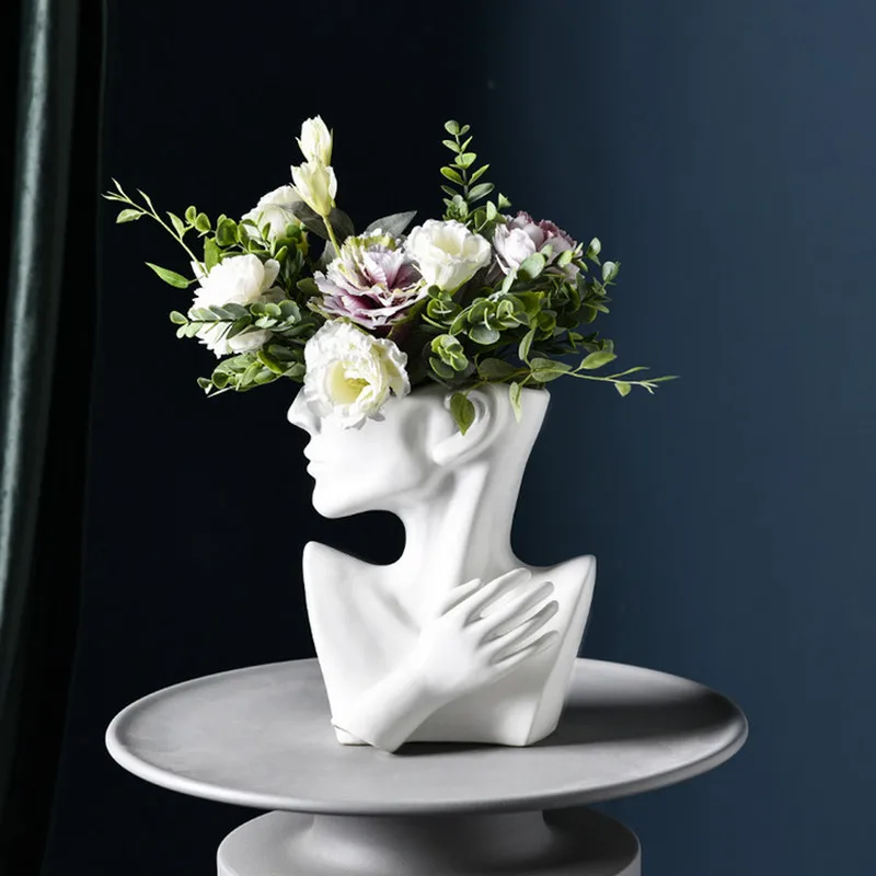 Keramikos Sodinamoji Šiuolaikinės Keramikos Statula Gėlių Vaza su Non-Slip Dugno Sode Non-Slip Dugno