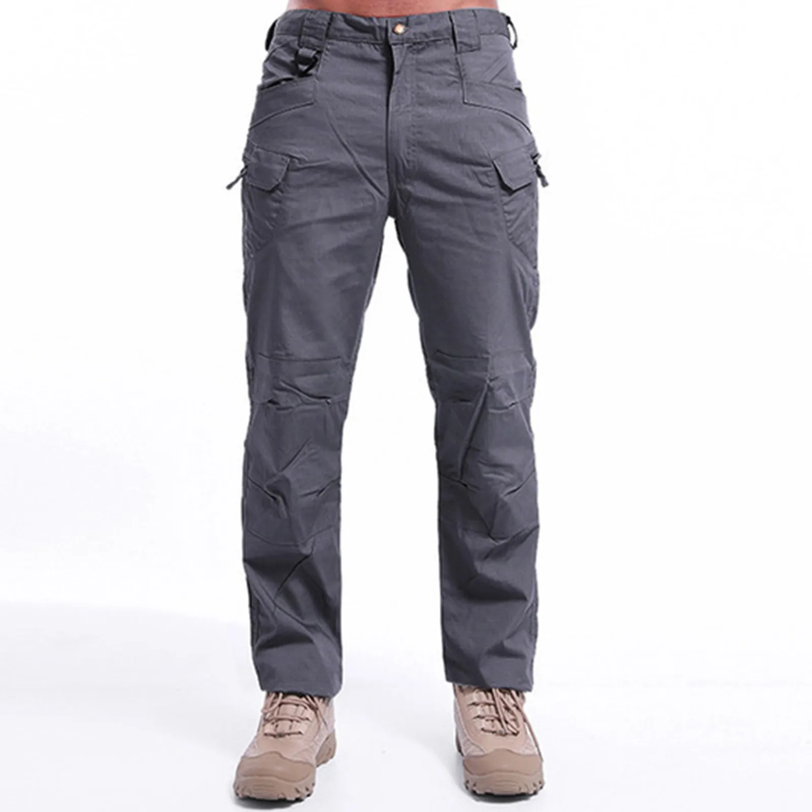 Rudenį ir žiemą vyriški laisvalaikio poliesteris штаны kišenės dekoratyviniai vientisos spalvos patogus chalatas paprastas ir universalus F04*