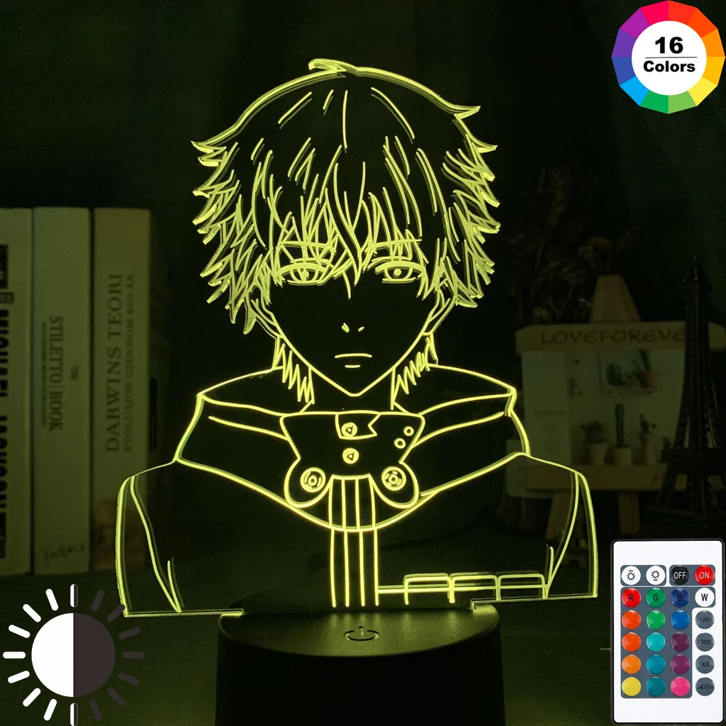 Šviesos USB Stalo Lempa Anime Metu Vaikai Naktį Šviesos Lempos Tokijo Pabaisa Ken Kaneki Veido LED Atmosferą Vaikams Lovos Dekoras