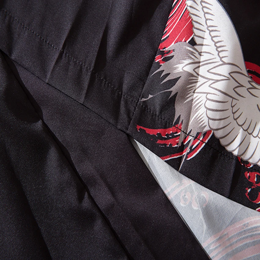 Kinijos, Japonijos Tradicinių Kostiumai Vyras Krano Spausdinti Juodosios Saulės Cardigan Haori Paltą Moteris Kimono Yukata Ukiyo-e Komplektai