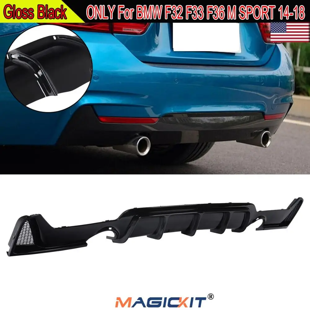 MagicKit Blizgus Juodos spalvos Galinio Buferio Difuzorius BMW F32 F33 M Tech Dual Patarimas Išmetamųjų 14-18
