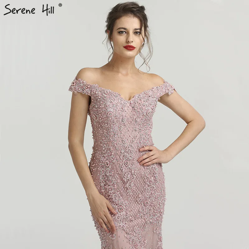 Rožinė Undinė Valtis Kaklo Seksualus Vakaro Suknelės 2020 Nėrinių Kriaušės Diamond Elegantiškas Mados Oficialų vakarinę Suknelę Realios Foto LA6560