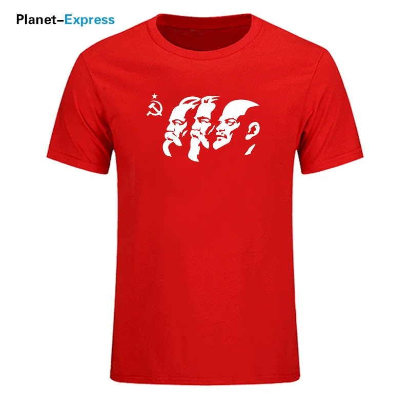 Sovietų Sąjungos Didžiojo Komunistų Lenino Marksas Engels vyriški trumpomis Rankovėmis T-Shirt SSSR, CCCP Komunizmo vatos Pagaliukai Trišakiai Plius Dydis