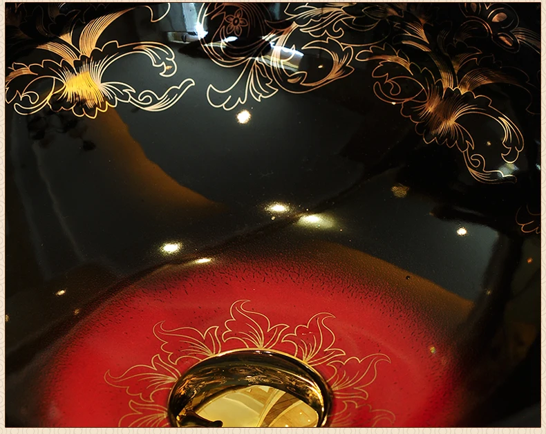 Juoda su raudona Europoje Stiliaus Keramikos Meno Baseino Kriauklės Skaitiklis Viršuje Vonios Kriauklės porceliano keramikos praustuvas vonios kriauklės turas