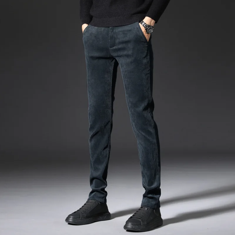 Rudenį Naujai Mados Dizaineris Vyrų Džinsai Slim Fit Elastinga Atsitiktinis Verslo Velvetas Kelnės Korėjos Stiliaus Smart Suit Ilgos Kelnės