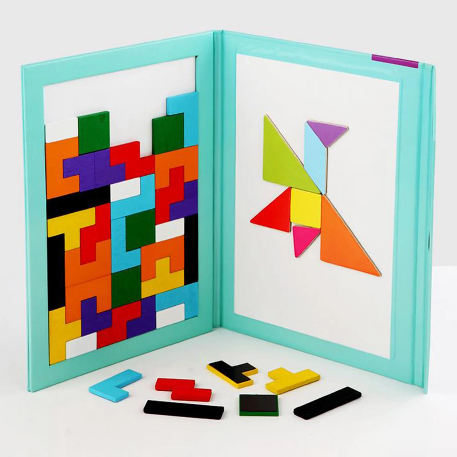 Mediniai Vaikų magnetinio Tetris blokai Tangram mokymo priemonių įspūdį vystymosi kūdikių ankstyvojo ugdymo švietimo žaislai