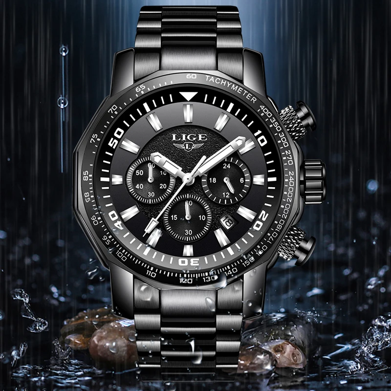 2020 Naujas LIGE Vyrai Laikrodžiai Top Brand Prabangos Žiūrėti Vandeniui Karinės Sporto laikrodis Vyrams Full Steel Kvarcinis Laikrodis Relogio Masculino