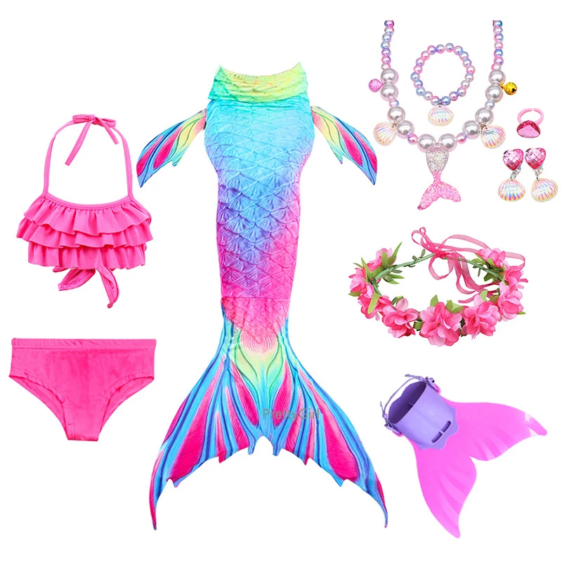 Vaikai Mėgsta Mergaičių Plaukimo Undinėlės uodegos Monofin Flipper Undinėlės Kostiumu Cosplay Vaikų maudymosi kostiumėlį Fantazijos Bikini Paplūdimys