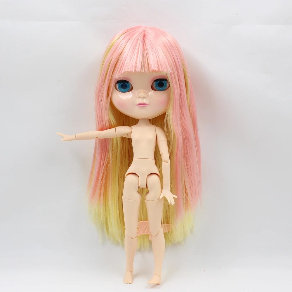 LEDINIS Nuogas Lėlės Serija Nr. BL6022/0828 Rožinės derinys geltona plaukų pat, kaip Blyth makiažas,BENDRI kūno,mažesnės kainos