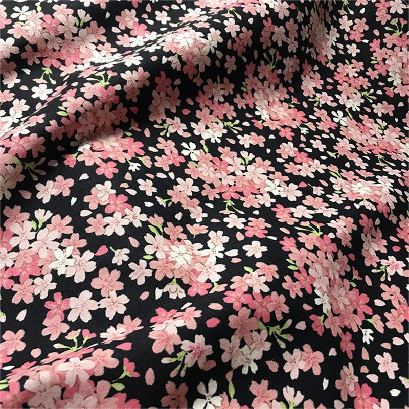 CF656 Tamsiai Bazė Rožinė Sakura Spausdinti Brozen Medvilnės Audiniai Kimono staltiesės Durų Užuolaidos 
