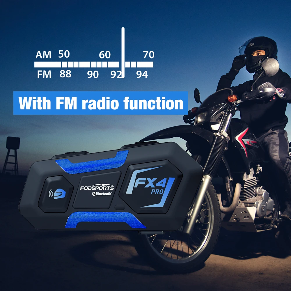 Fodsports FX4 Pro Motociklo Šalmas Domofonas 4 Rider 1000m Vandeniui Belaidžio Ryšio 