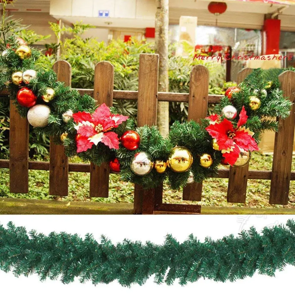 2.7 m Kalėdinė Dekoracija Namuose Naujųjų Metų Green Christmas Garland Vainikas Kalėdos Šalis Pušies Medžio Rotango Kabantys Papuošalai