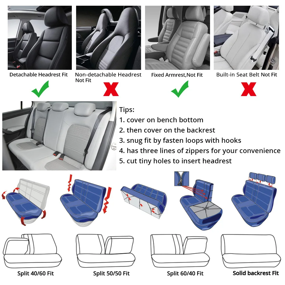 7PCS Automobilių Sėdynių užvalkalai Nustatyti Universaliųjų Poliesterio Audinio auto sėdynių užvalkalai Tinka Daugumos Automobilių Apima Automobilio Sėdynės Raštas