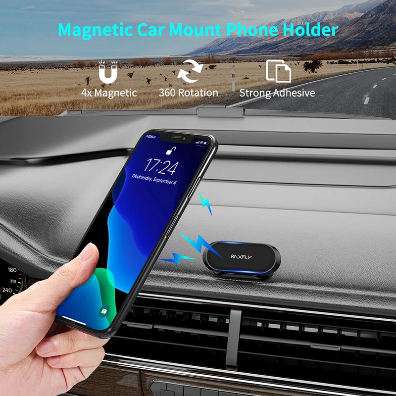 RAXFLY Magnetinio Automobilinis Telefono Laikiklis 360 Laipsnių Mini Juostelės Formos Laikiklį, Metalas, Magnetas GPS Car Mount Stovėti prie Sienos Biuro, Miegamojo Laikiklis