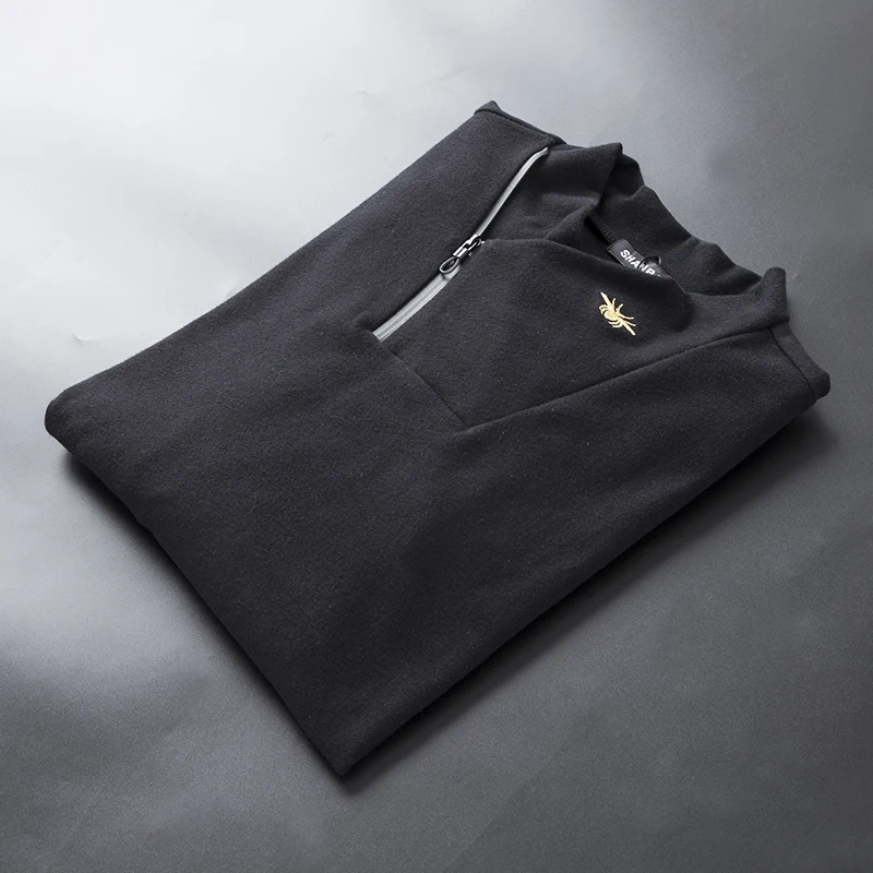 Aukštos Kokybės Žinomas Brand T-shirts 2019 m. Rudenį, Žiemą V-kaklo Vyrams Marškinėliai ilgomis Rankovėmis su Užtrauktuku Dizaino Marškinėliai 4XL 5XL 8340