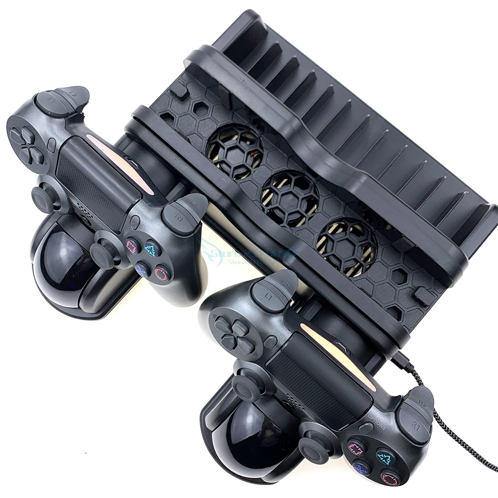 2020 Naujas PS4/PS4 Slim/PS4 Pro Dual Controller Įkroviklis Konsolės Vertikalus Aušinimo Stovas Įkrovimo Stotis LED Ventiliatorius Playstation 4