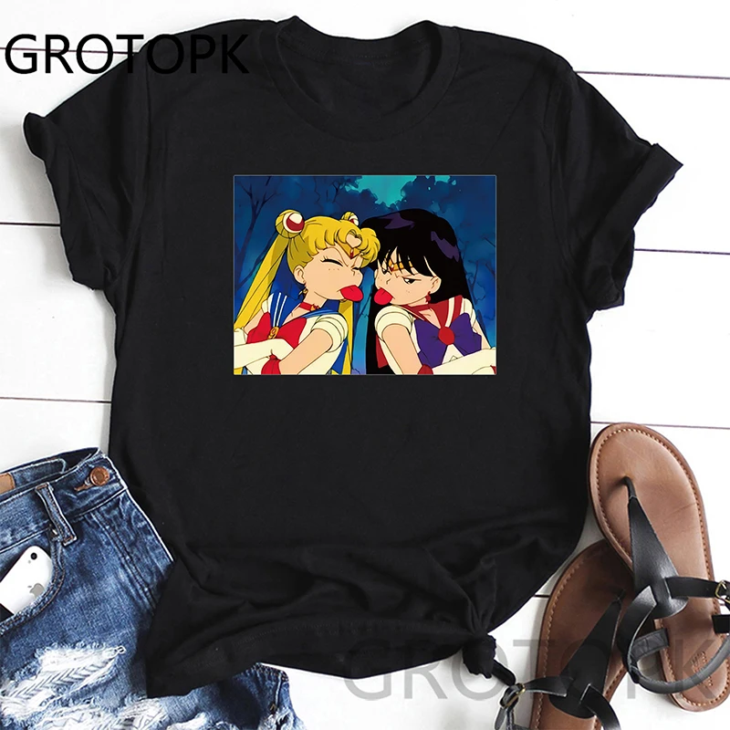 Sailor Moon Juokinga T Marškinėliai Moterims Vasaros Mados Spausdinti Atsitiktinis Marškinėlius Trumpomis Rankovėmis O-Kaklo T-Shirt Viršuje Tees Didmeninės