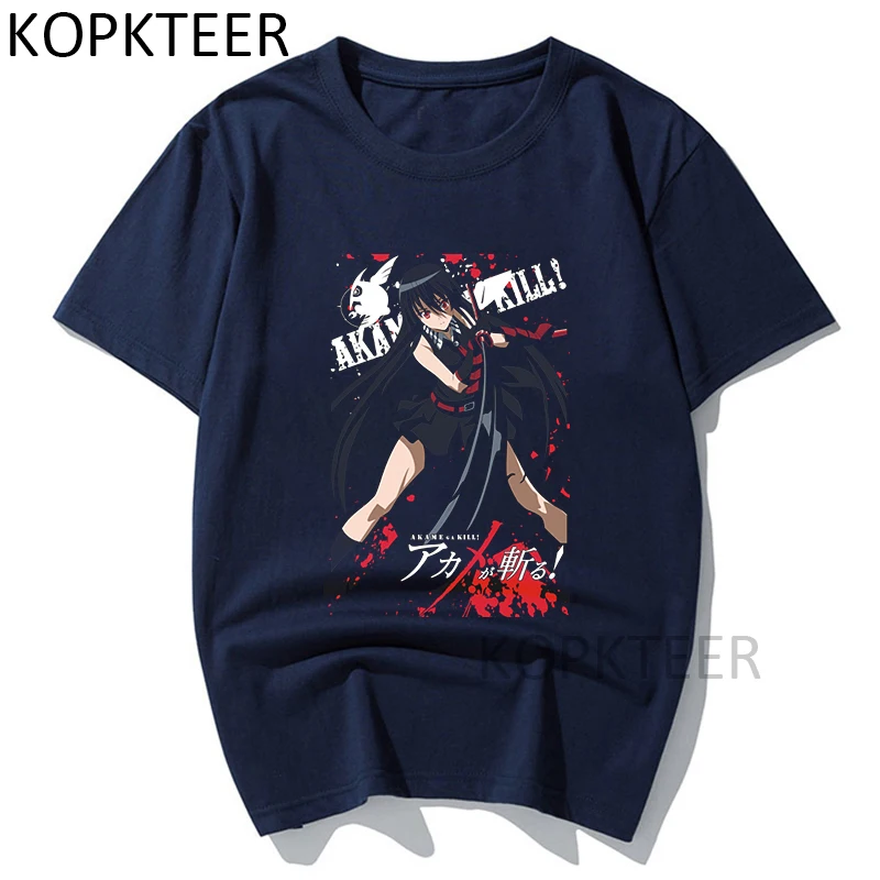 Akame Akame Ga Nužudyti T-shirts Japonų Anime Harajuku Estetinės Streetwear Derliaus Vasarą trumpomis Rankovėmis Hip-Hop Vyrų, Moterų Topai Tee