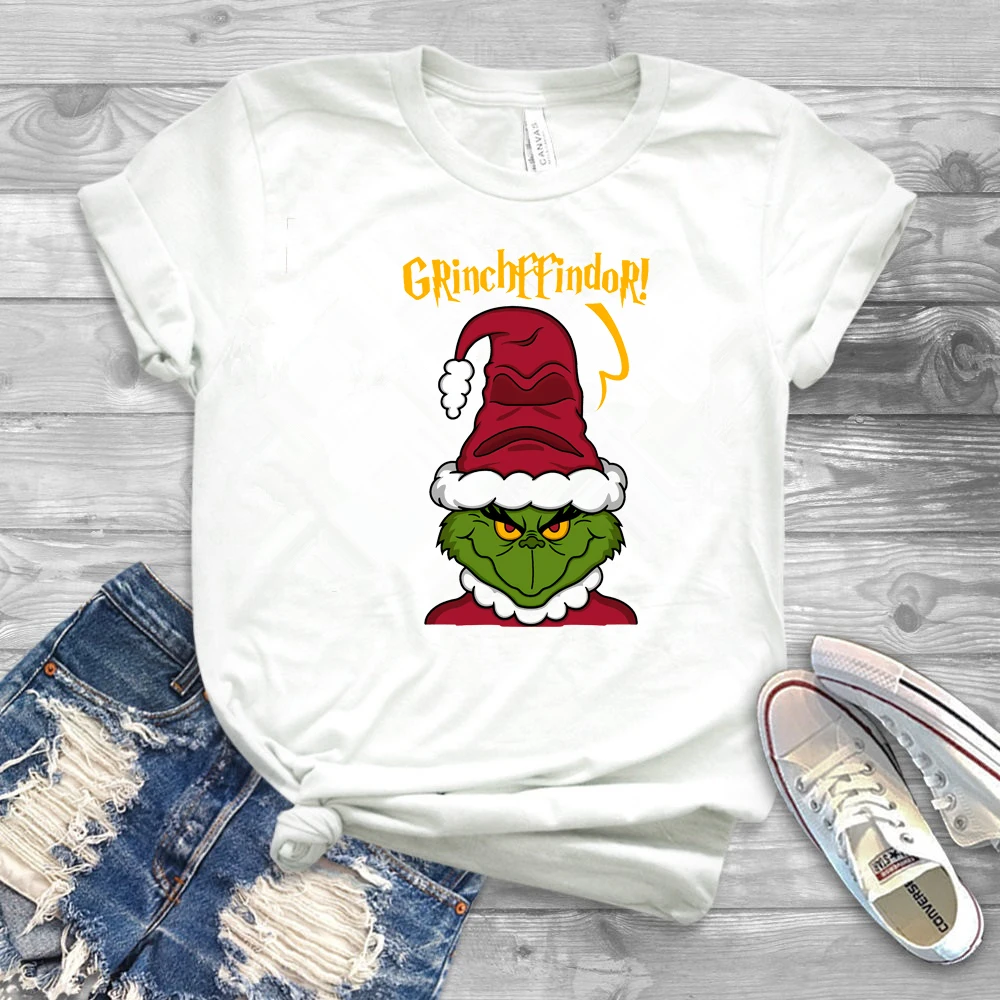 Grinch Kalėdų T-shirt Juokinga Grinchffindor Santa Grafinis Tee Mielas Animacinis Personažas Įkvėpė Marškinėliai Kalėdų Dovana, Harajuku Viršūnės