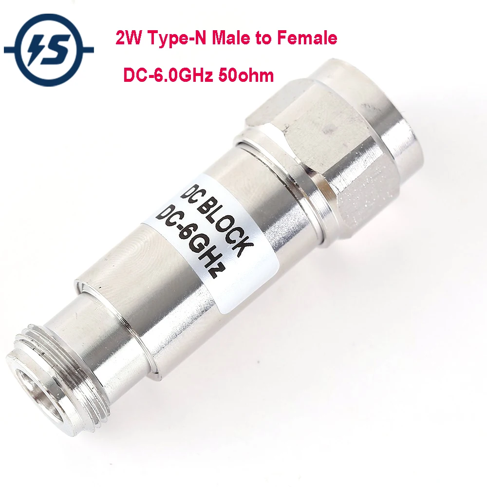 2W Tipo N Vyrų ir Moterų DC-Blokas DC-6.0 GHz 50ohm RF, Coaxial Blokuoti SWR 1.2 Fiksuotos Jungtys