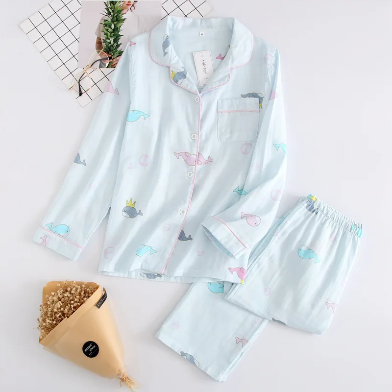 Gėlių Paprastas Stilius Medvilnės Pižama Nustatyti ilgomis rankovėmis Kelnės Sleepwear Ponios Pižamos Kostiumas Ilgai Pižama Moterų Namų Drabužiai
