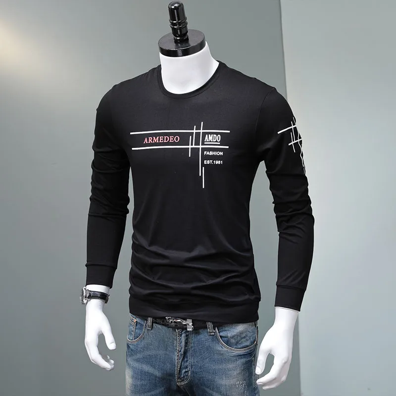 Negabaritinių Marškinėlius Vyrų Rudens Medvilnės Laiškas Išspausdintas Tracksuit Mados Streetwear Crewneck Juodos Spalvos Drabužius