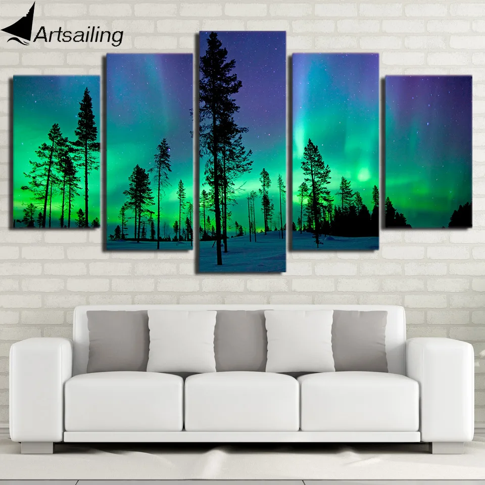 ArtSailing tapybos 5 skydelis drobė sienos meno aurora Tapybos sienos nuotraukas kambarį Tapybos Pagrindų NY-7521C