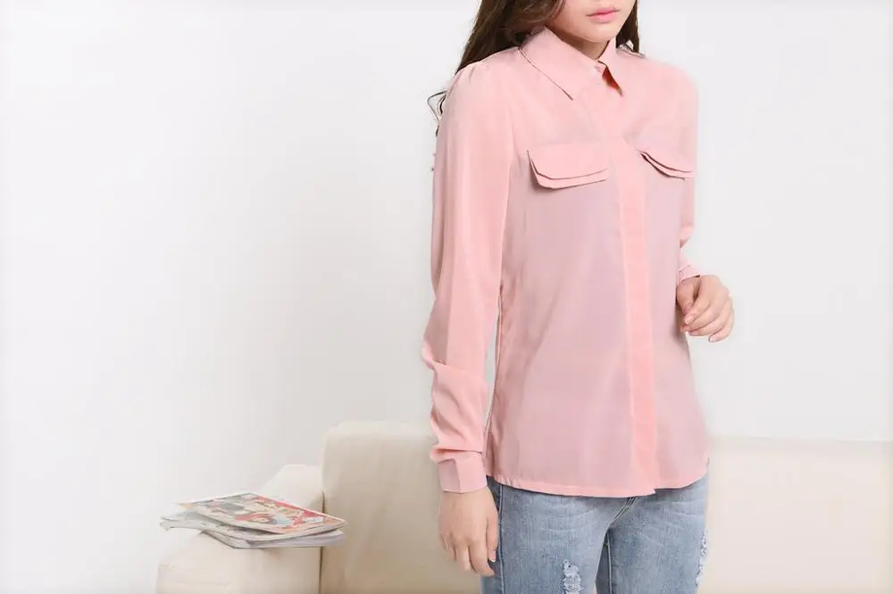 2021 Aukštos kokybės ponios Vasaros Atsitiktinis pink & green Šifono Palaidinės, topai naujas mados moteriški marškinėliai slim ilgomis rankovėmis palaidinės AN1