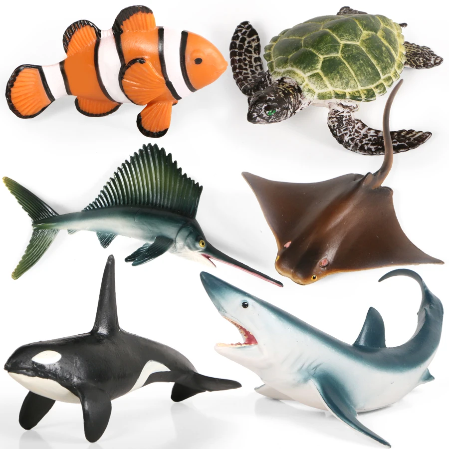 Vandenyno Jūros Gyvūnų Gyvenimo Ryklys Krabų Banginis Ryklių, Vėžlių Modelis Veiksmų Skaičiai PVC Figūrėlės Povandeninį Pasaulį Imitavimo Modeliai Žaislai