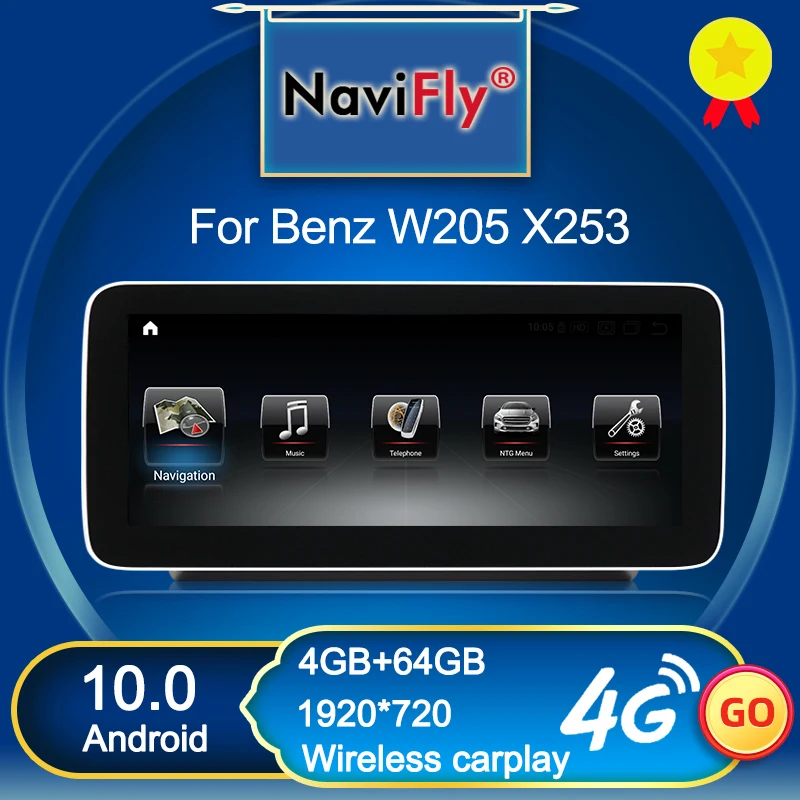 NaviFly Belaidžio Carplay Android 10.0 Automobilio Multimedijos Grotuvo Benz C Klasė W205 GLC Klasės X253 GLC200 GLC260 GLC300 NTG 5.0