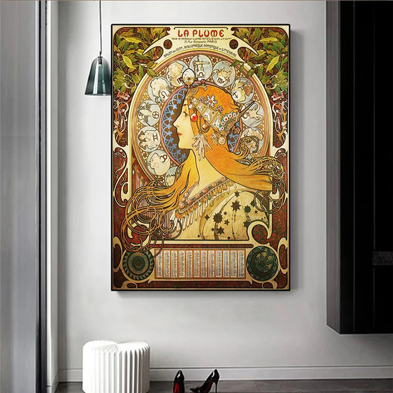 Alphonse Mucha Drobė Menas, Plakatų ir grafikos Meno Derliaus Moteris Drobė Paveikslų ant Sienos Menas Nuotraukas Kambarį