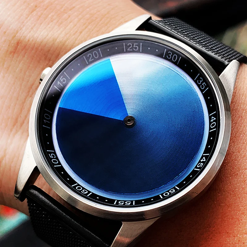 Enmex dizaino, Mėlynos spalvos kodas vyrų wristwatchcreative dizaino nerūdijančio plieno atveju Transformuoti mėlyna veido kvarcinis laikrodis žiūrėti